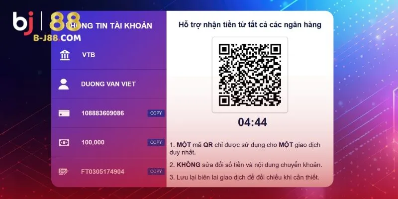 Nạp tiền BJ88 qua ngân hàng trực tuyến được nhiều người lựa chọn